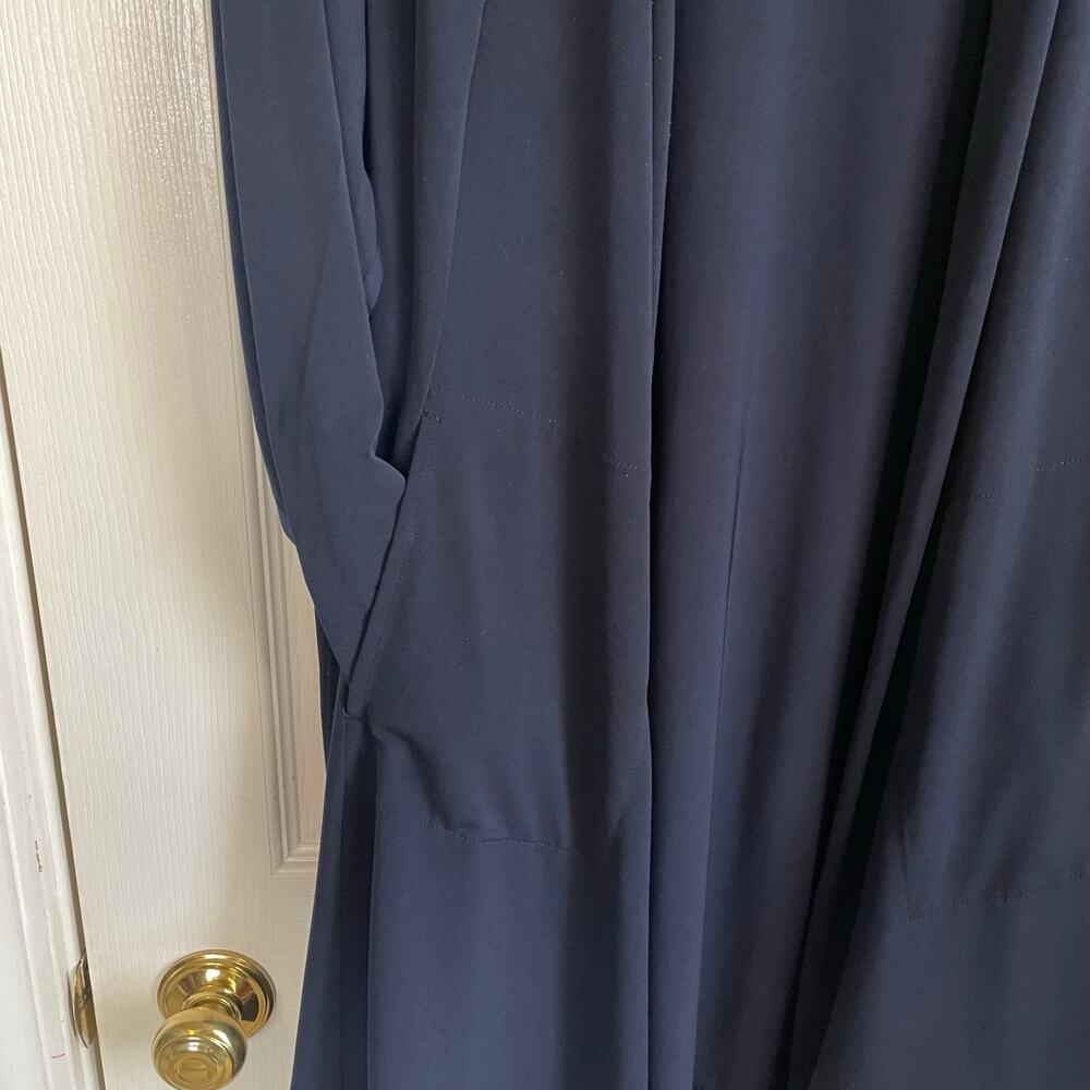 Susan Graver Liquid Knit Longline Cardigan Sz 2XP Pockets Open Front Navy Chic - Picture 4 of 10